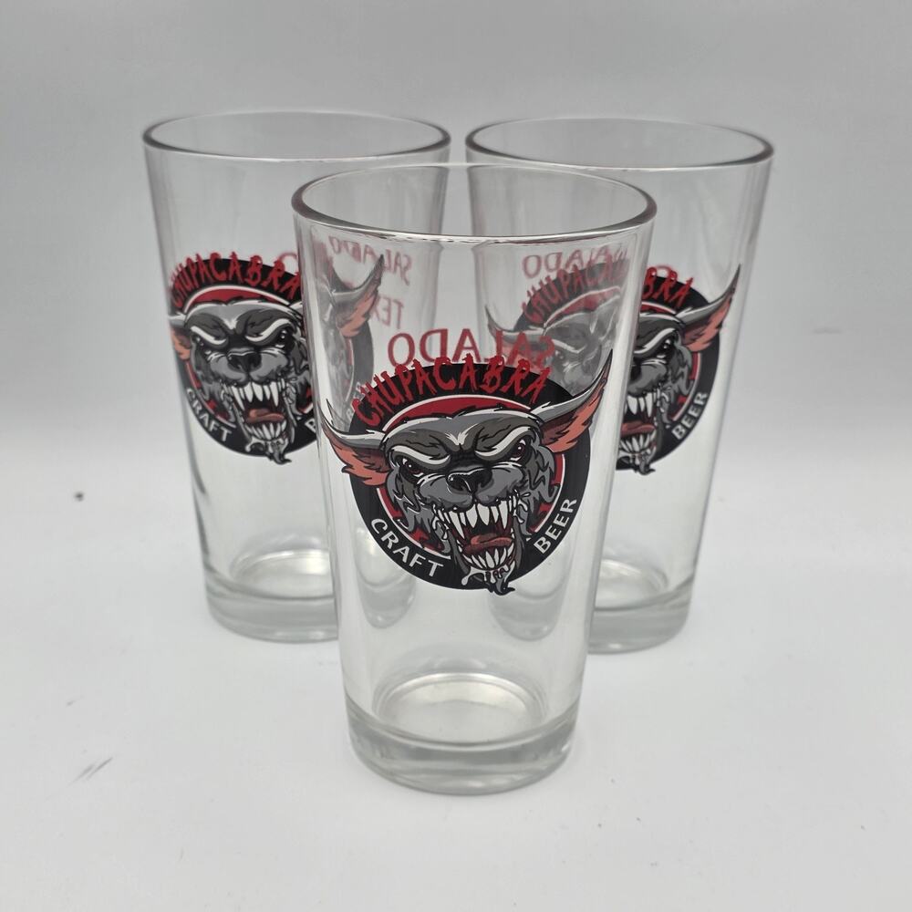 Chupacabra Craft Beer Glass 16 oz. Salado Texas Set Of 3